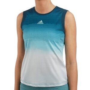 Adidas Women's Teal and White Gradient Tank Top